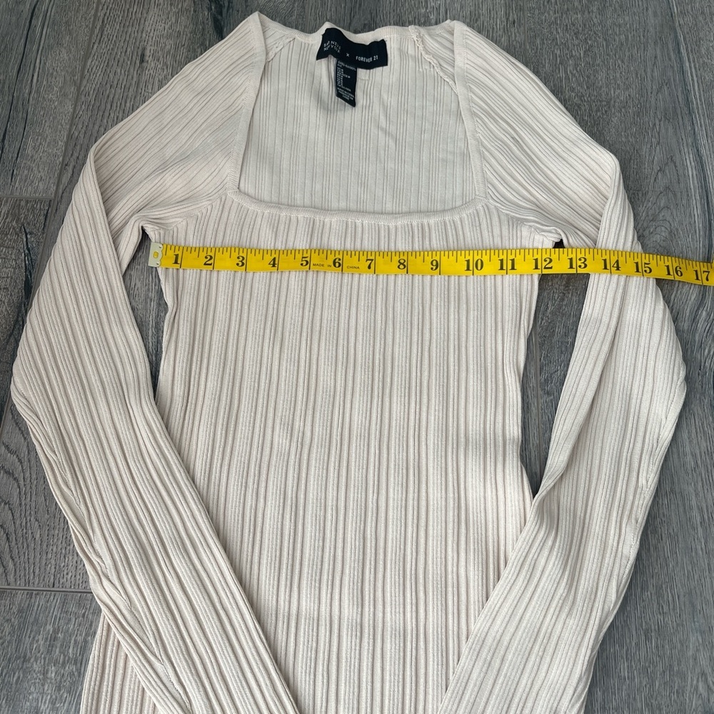 Barneys New York Cream Ribbed Long Sleeve Dress - Picture 4 of 8
